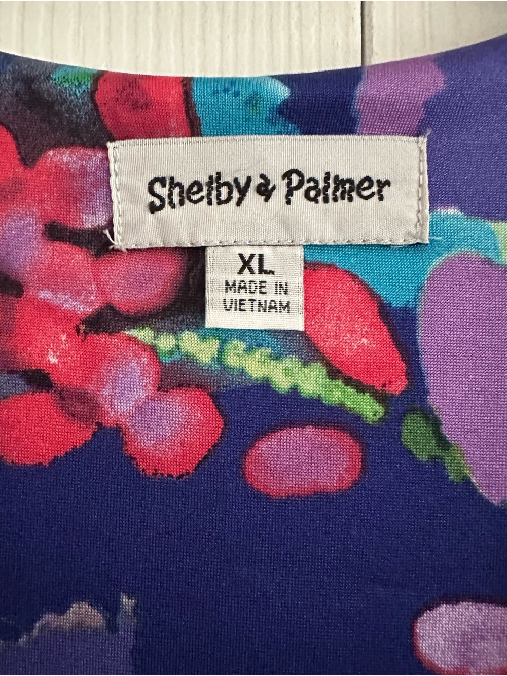 Shelby & Palmer Dress Purple Pink Blue Floral Cap Sleeve Faux Wrap Ruched XL - Picture 3 of 15